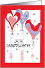 Valentine’s Day for Great Granddaughter with Heart Balloon Trio card