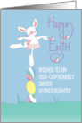 Hand Lettered Easter for Granddaughter White Ballerina Bunny and Eggs card