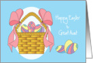 Happy Easter to Great Aunt with Easter basket and colored eggs card