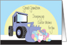 Easter for Great Grandson, Front Loader Scooping Up Eggs & Bunny card