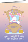 First Easter for Daughter Bunny in Cradle with Egg Mobile and Baskets card