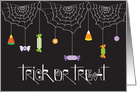 Hand Lettered Halloween with Spider Webs and Candy Treats card