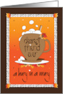 Hand Lettered Dearest Friend Ever Hug in a Mug Cup with Foam for Fall card