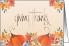 Hand Lettered Thanksgiving Giving Thanks for Our Blessings with Leaves card