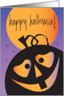 Hand Lettered Halloween Jack O’ Lantern Under a Full Round Yellow Moon card