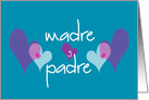 Feliz Aniversario para Madre y Padre en Espaol con corazones card