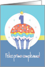 Felice Primo Compleanno Italiana con Candela Numerati Colorati card