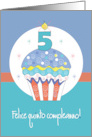 Felice Quinto Compleanno in Italiano con Candela Numerati su Cupcake card