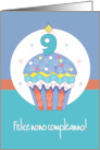 Felice Nono Compleanno con Cupcake e Candela Numerati Nove card