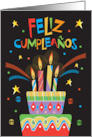 Feliz cumpleaos carta en Espaol Pastel con velas de muchos colores card