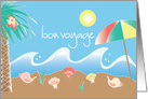 Bon Voyage, with Colorful Palm Tree, Bright Umbrella and Seashells card
