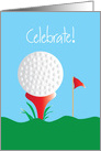 Congratulations for Golfer with Golf ball, Tee and Pin card