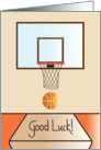 Good luck for Basketball Player with Basketball, Hoop and Net card