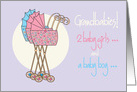 Two girls and a boy triplet grandbabies congratulations card