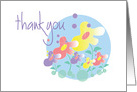 Thank you with colorful flowers, Blank Note Cards