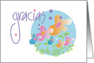 Tarjeta de nota de gracias en espaol con flores, Spanish Thank You card