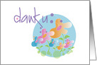 Dank U Notakaart Deens mit bloemen, Dutch Thank You Card