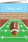 Football Thanks Coach Card with Football with Goalpost and Fans card