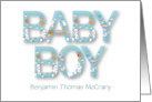 New Baby Boy Congratulations Large Letters and Baby Items Custom Name card