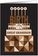 Hand Lettered Birthday for Great Grandson, Stacked Brown Cake card