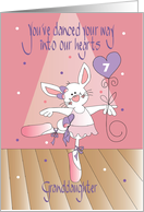 Birthday for Granddaughter Ballet Bunny with Custom Age Balloon card