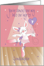 Birthday for Granddaughter Ballet Bunny with Custom Age Balloon card