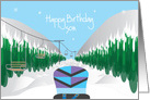 Happy Birthday for Son, Snowboarding with snowboard and slope card