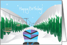 Happy Birthday for Snowboarder with snowboard and slope card