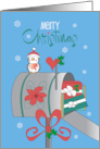 Hand Lettered Christmas from Mail Carrier with Decorated Mailbox card