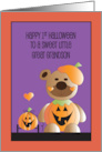 1st Halloween for Great Grandson, Jack O’ Lantern Bear & Pull Toy card