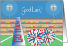 Good Luck on Cheer Performance with Megaphone and Poms card