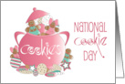 Hand Lettered National Cookie Day with Overflowing Cookie Jar card