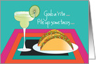 Hand Lettered National Taco Day with Tacos and Margarita card