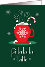 Hand Lettered Christmas Fa La La La Latte Cup with Candy Cane card