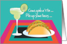 Hand Lettered Grab a Rita Party Invitation with Margarita and Tacos card