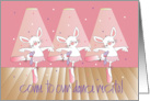 Hand Lettered Dance Recital Invitation Bunnies Performing Arabesques card