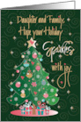 Christmas for Daughter and Family Decorated Sparkling Christmas Tree card