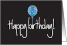 Hand Lettered Business Birthday with Large Polka Dot Blue Balloon card