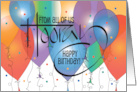 Hand Lettered Business Birthday From All of Us with Colorful Balloons card