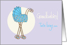 Congratulations, new twin grandsons with blue strollers card