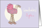 Congratulations, new triplet granddaughters with pink strollers card