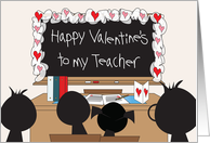 Hand Lettered Valentine’s Day Teacher Student Silhouettes and Hearts card