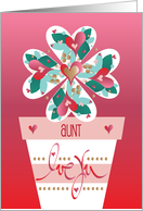 Hand Lettered Valentine’s Day Aunt Flower Pot and Heart-Shaped Flower card