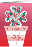 Hand Lettered Valentine’s Day Grandma Flower Pot with Heart Flower card