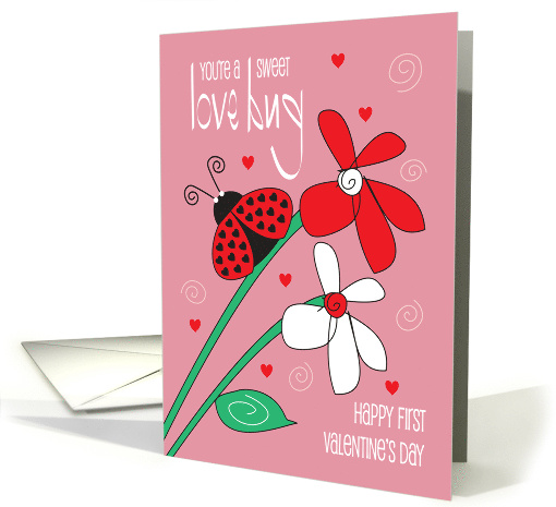Hand Lettered First Valentine's Day Love Bug Heart-filled... (1005639)