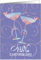 Wedding Anniversary for Special Couple Toasting Glasses and Hearts card