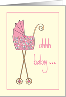 Announcement of Expecting a Baby Girl, Ohh Baby with Stroller card