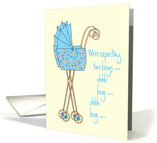 Announcement We're expecting twin boys with strollers card (1010045)