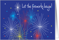 Invitation to July 4th Celebration with colorful fireworks card