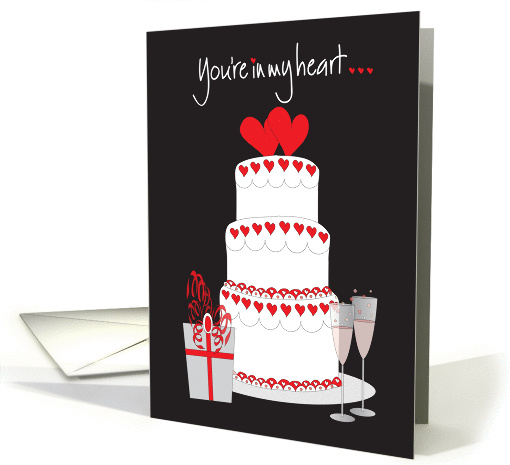 Valentine's Birthday for Husband with tiered cake and champagne card